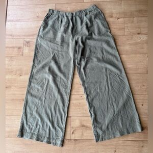 Caslon Linen Blend Wide Leg Pants Dune Green Women’s Size Large